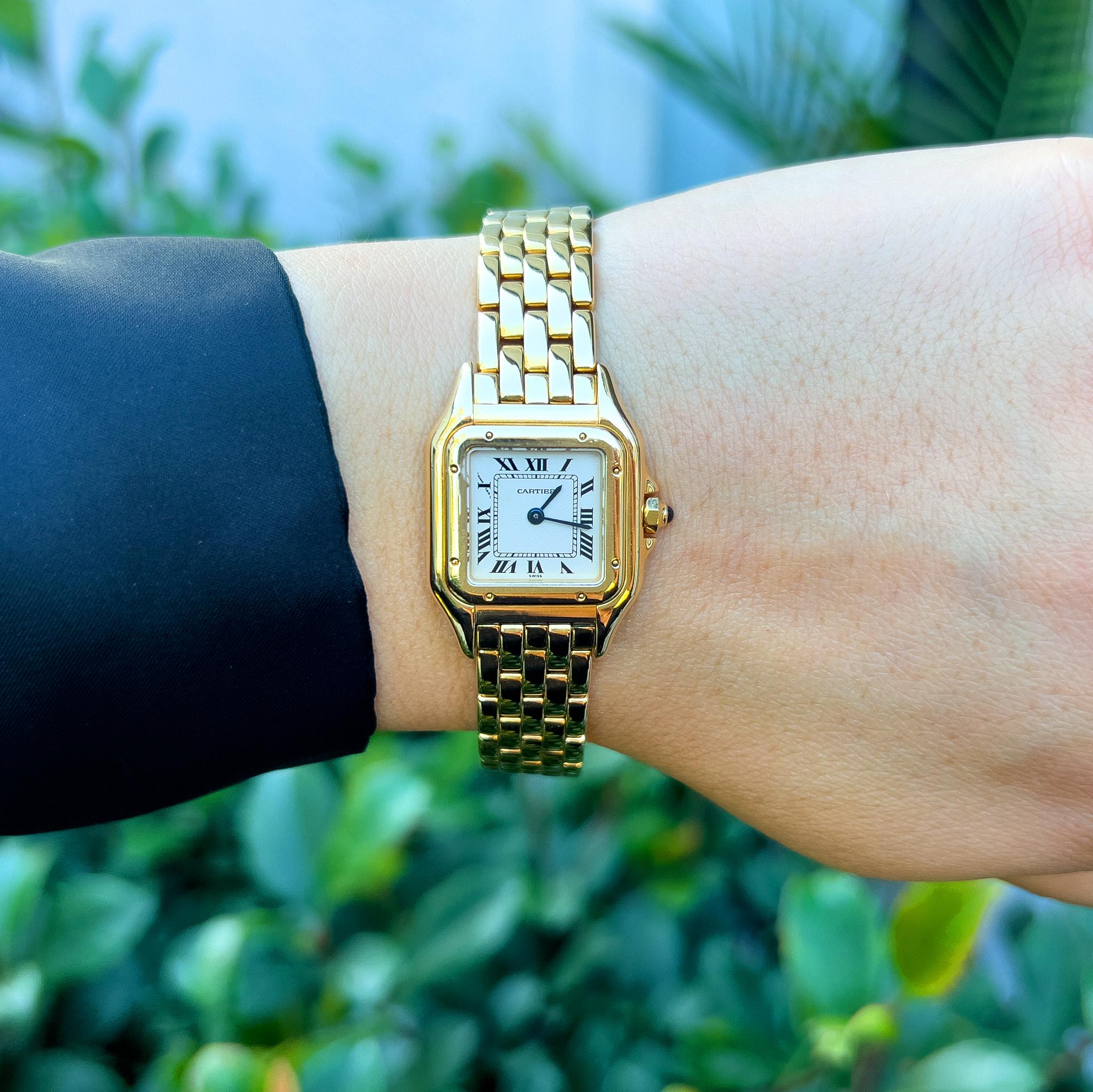 Modern Cartier Panthere Watch 18K Yellow Gold Ladies Small 1070 Travel Pouch