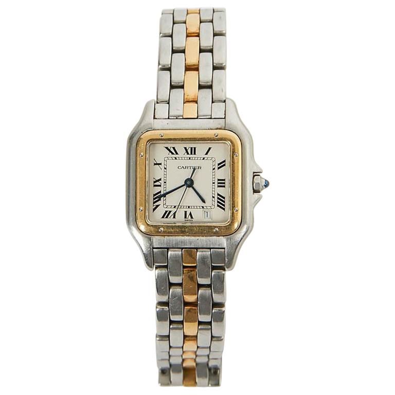 Cartier Panthere Watch Wristwatch Gold Steel 