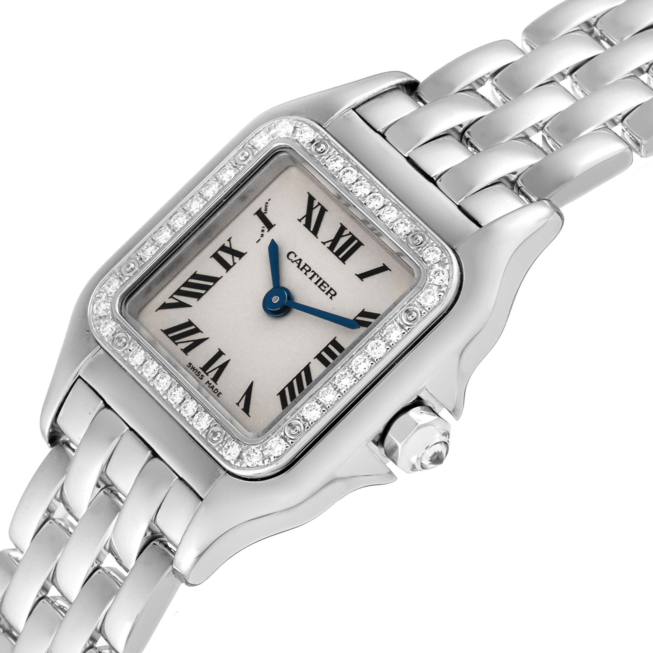 Cartier Panthere White Gold Diamond Bezel Ladies Watch WF3091F3 In Excellent Condition In Atlanta, GA