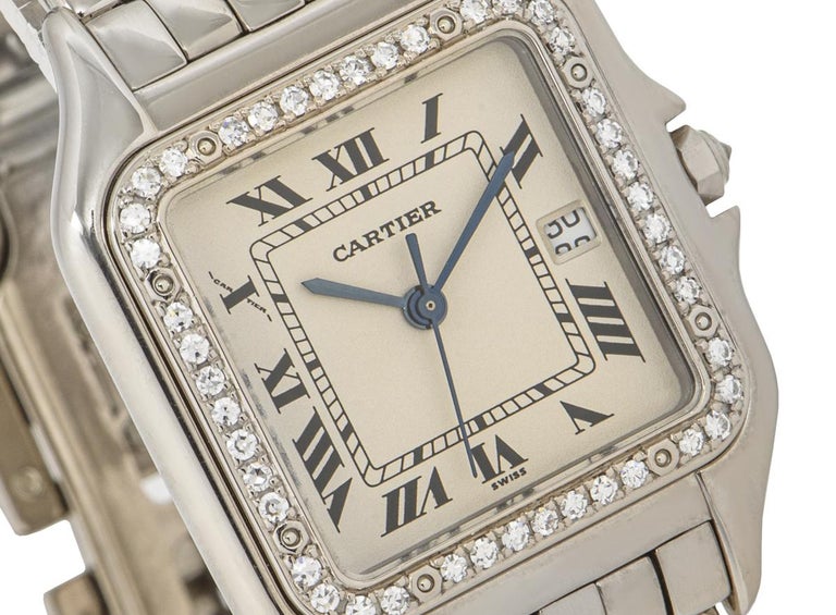 Cartier Panthere White Gold Diamond Set Watch In Excellent Condition For Sale In London, GB