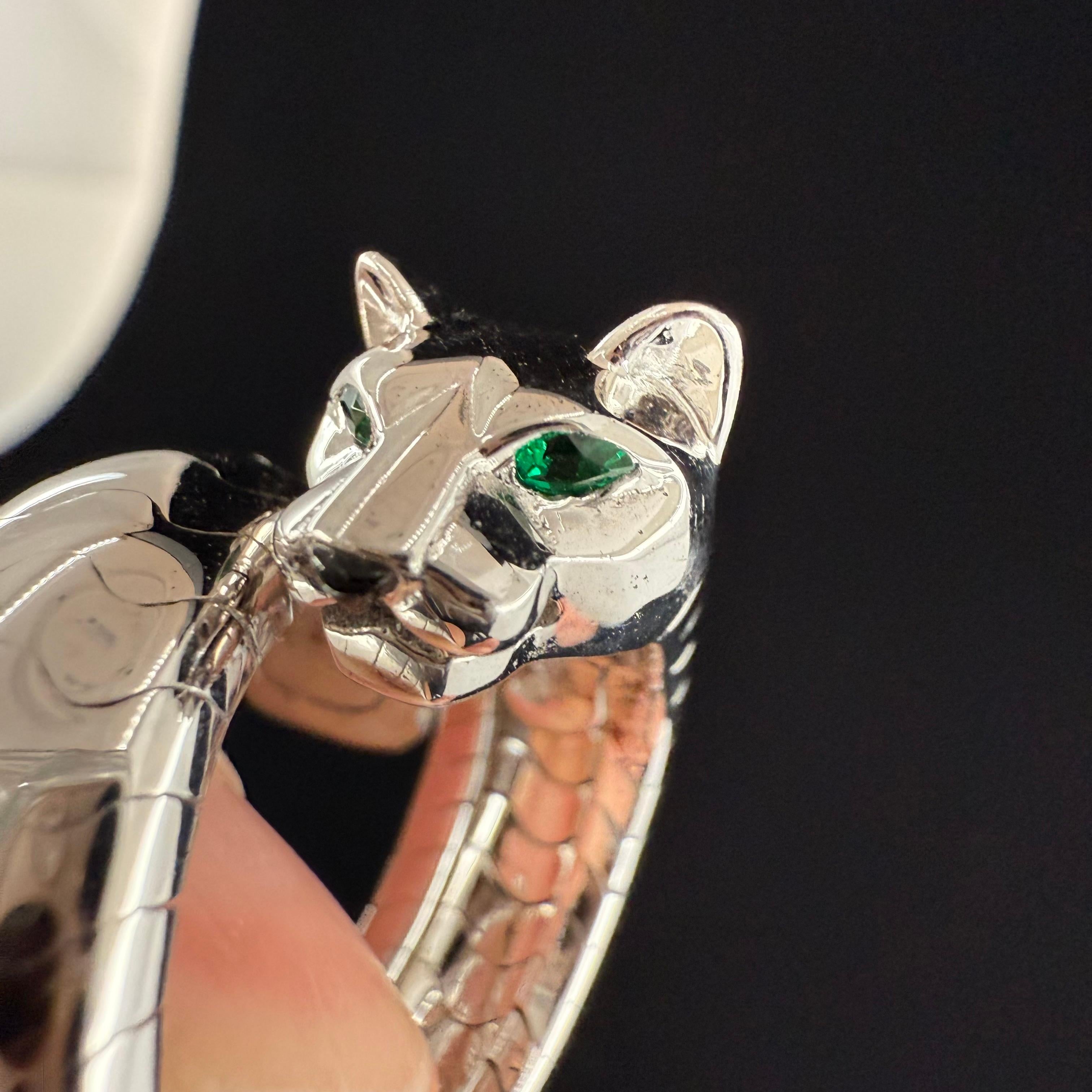 Cartier Panthere White Gold Ladies Ring French For Sale 10