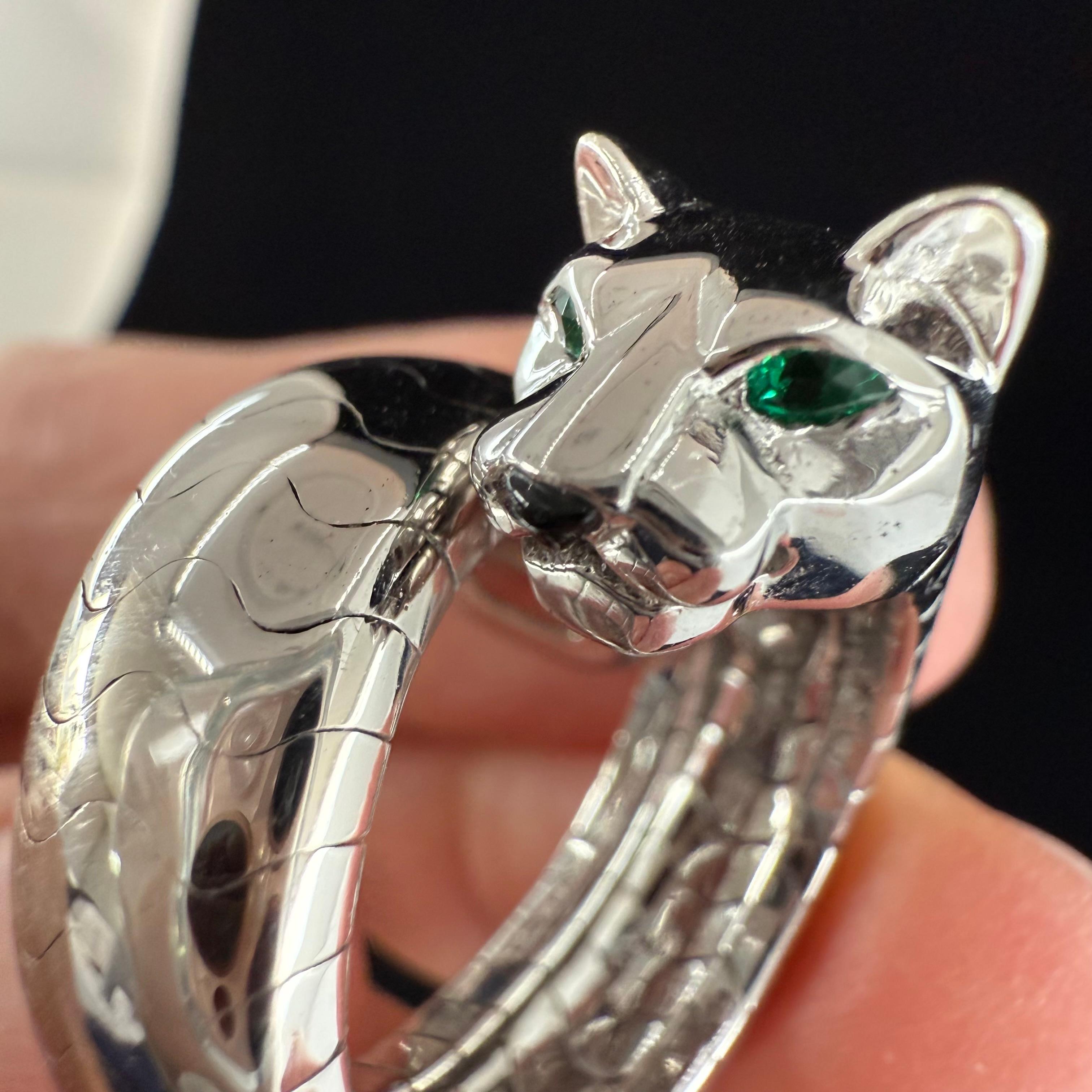 Cartier Panthere White Gold Ladies Ring French For Sale 11