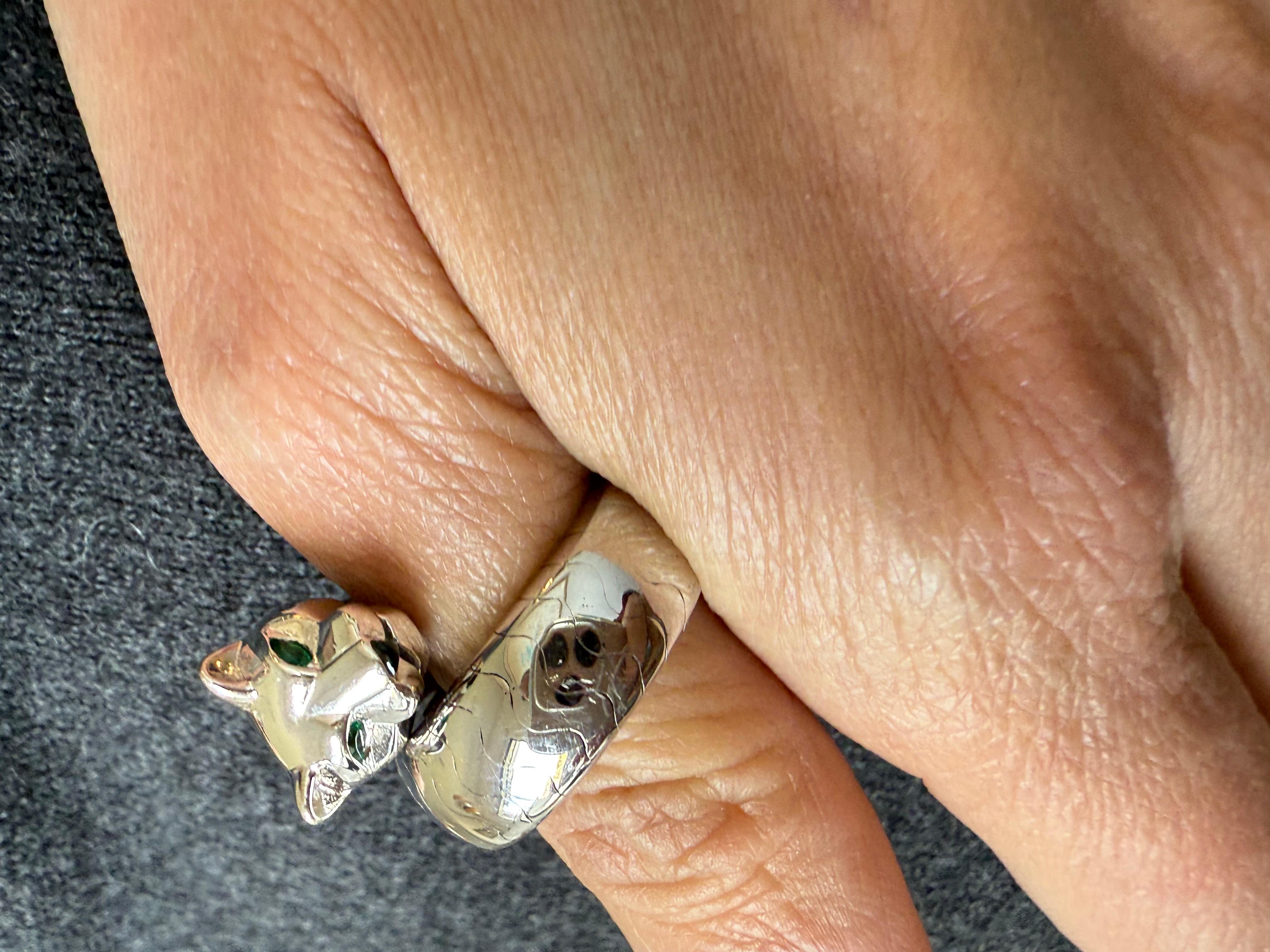 Cartier Panthere White Gold Ladies Ring French For Sale 14