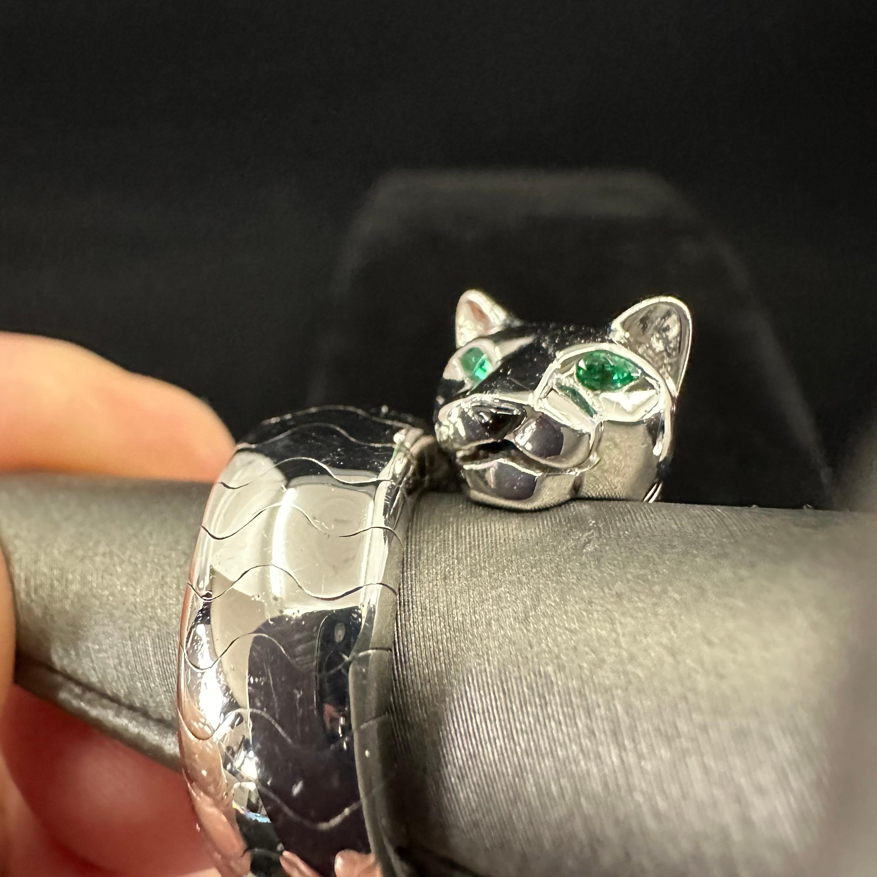 Cartier Panthere White Gold Ladies Ring French  In Excellent Condition For Sale In Beverly Hills, CA