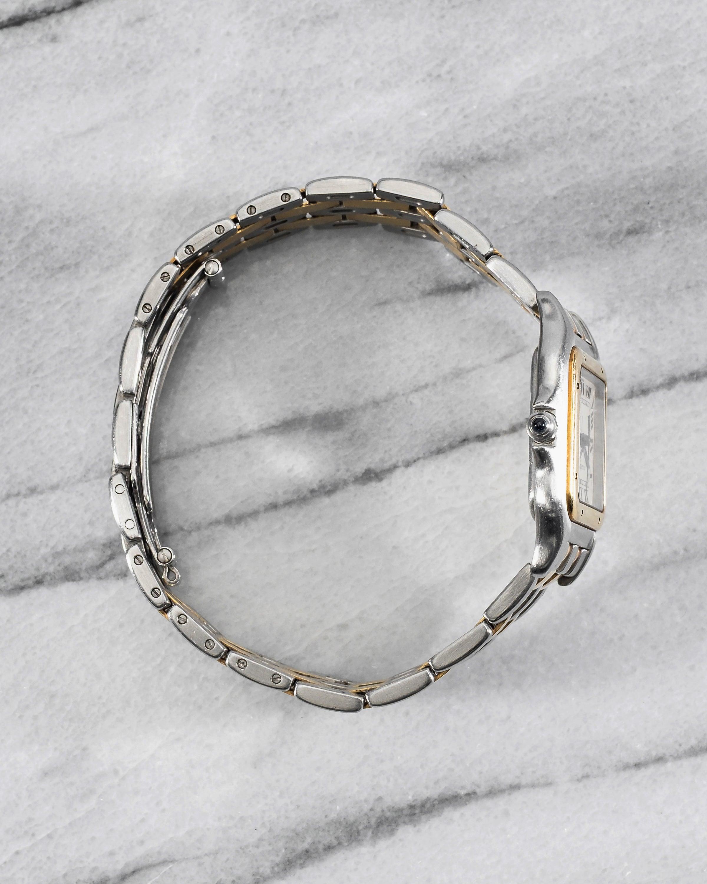 Cartier Panthère Uhr mit weißem römischen Zifferblatt aus Stahl und 18K Gelbgold, 1980er Jahre für Damen oder Herren im Angebot