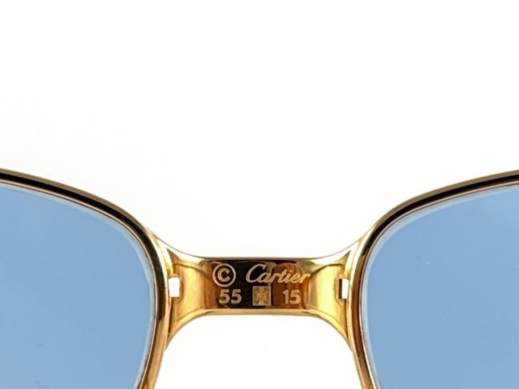 Cartier Panthere Windsor 55mm Cat Eye Sunglasses 18K Heavy Plated France For Sale 1