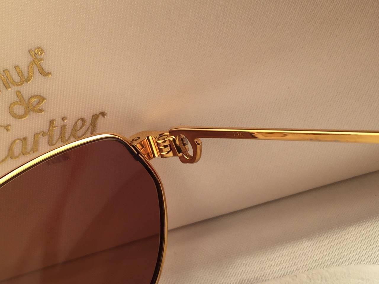 Cartier Panthere Windsor 55mm Cat Eye Sunglasses 18K Heavy Plated France 4