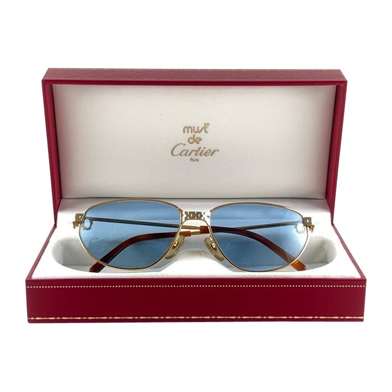 Occhiali da sole Cartier Panthere Windsor 55 mm con occhi di gatto placcati a 18 carati Francia