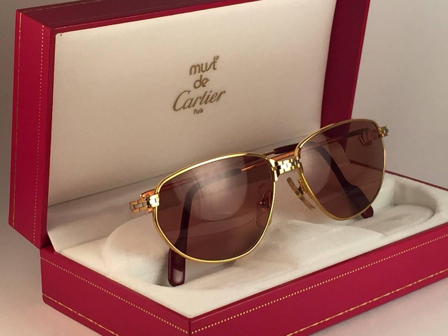 Cartier Panthere Windsor 59mm Cat Eye Sunglasses Heavy Plated France at  1stDibs