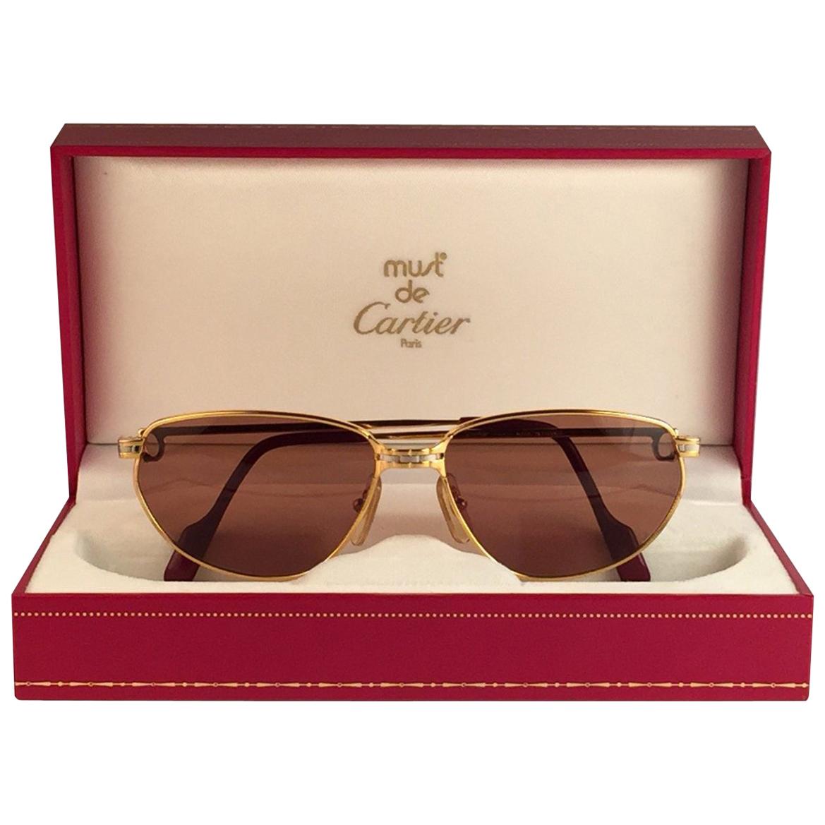 Cartier Panthere Windsor 59mm Cat Eye Sunglasses Heavy Plated France