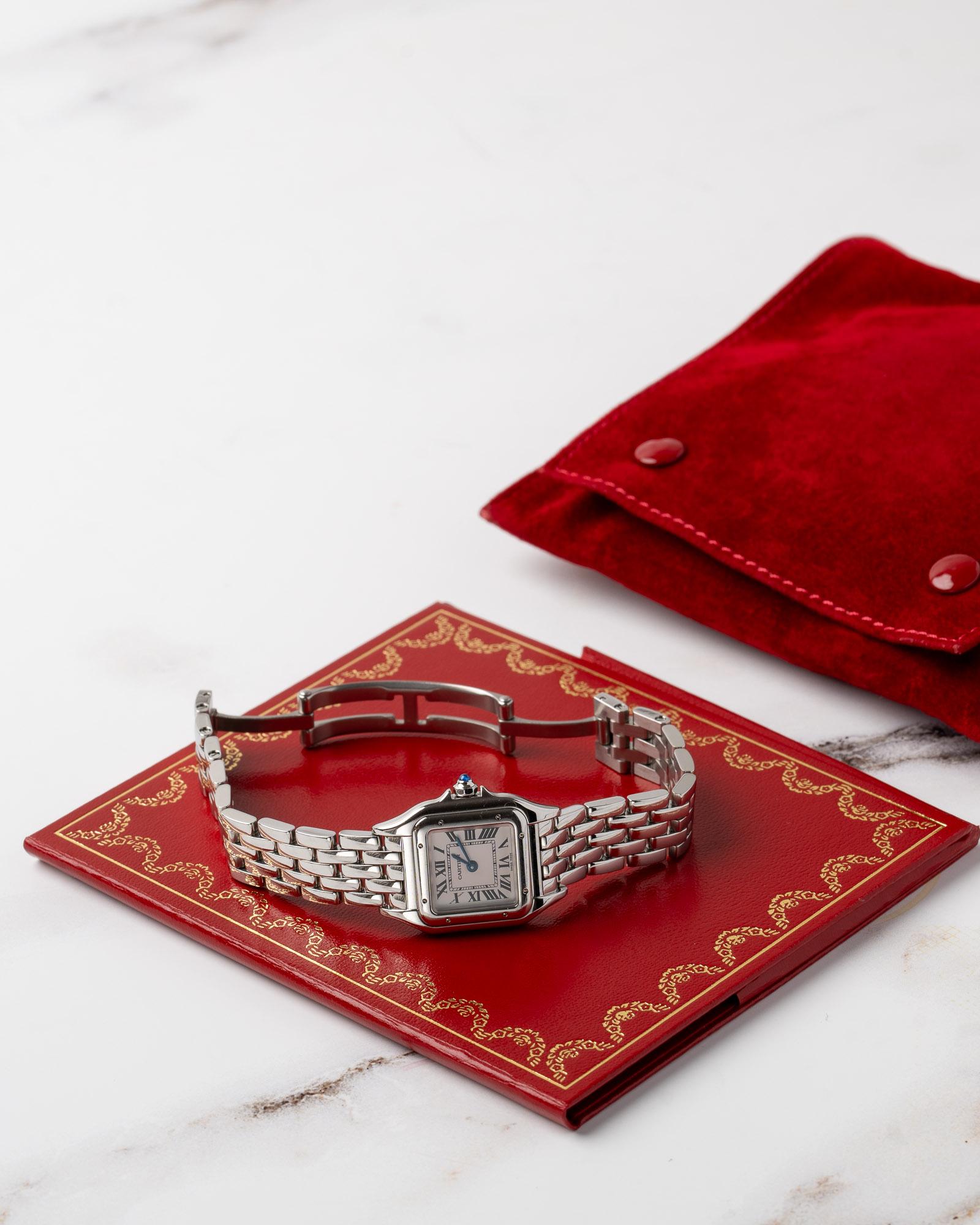 Donna Cartier Panthere WSPN0006 SM Quadrante Bianco Acciaio Anni 2000 in vendita