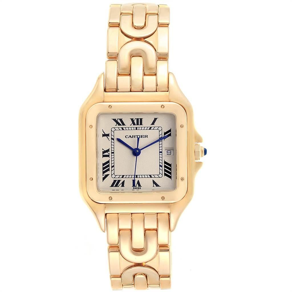 Cartier Panthere XL Art Deco Yellow Gold Men’s Watch W25014B9 In Excellent Condition In Atlanta, GA