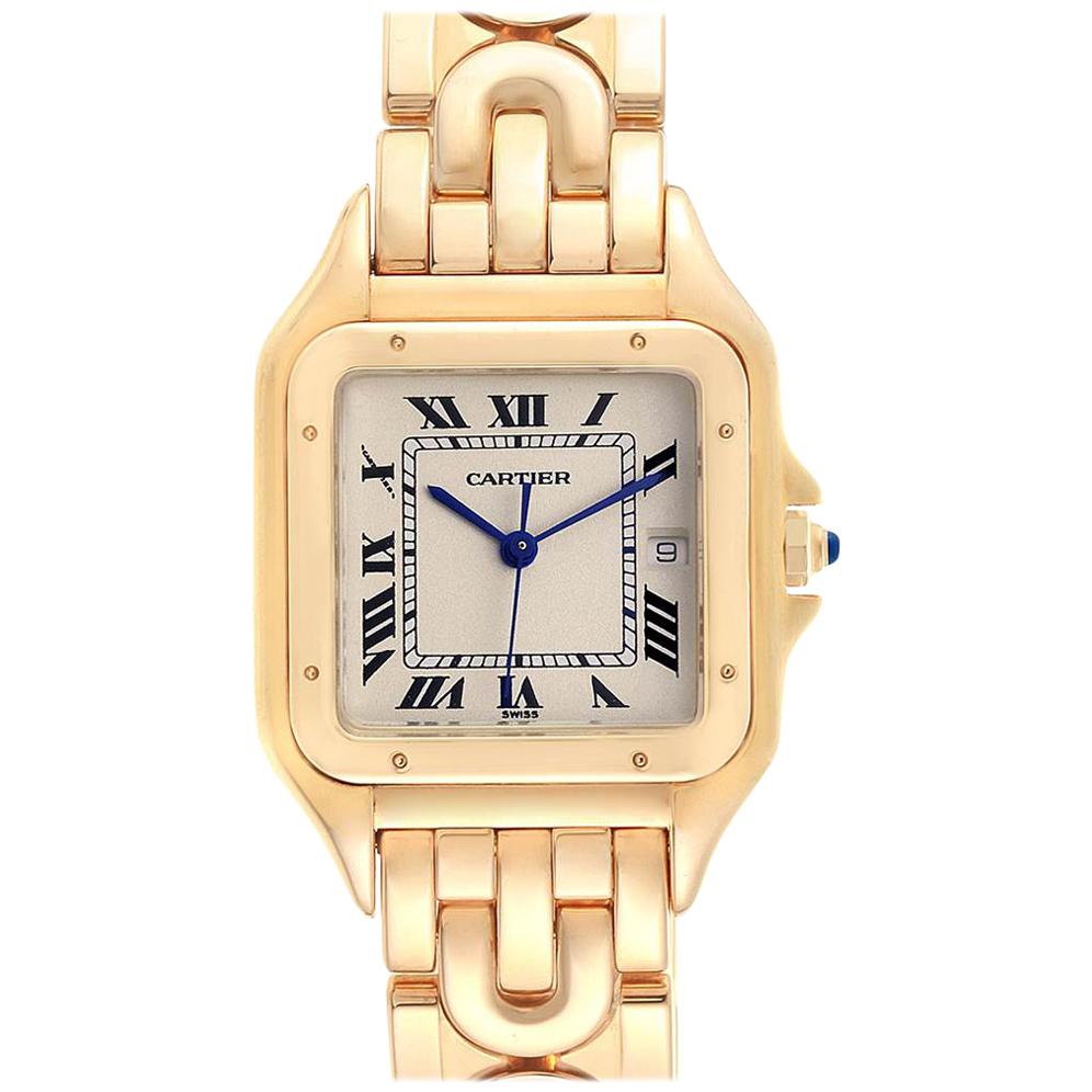 Cartier Panthere XL Art Deco Yellow Gold Men’s Watch W25014B9 For Sale