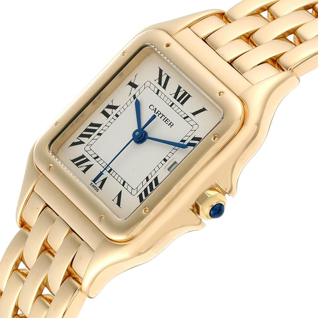 Cartier Panthere XL Blue Sapphire Yellow Gold Unisex Watch W25014B9 In Excellent Condition For Sale In Atlanta, GA