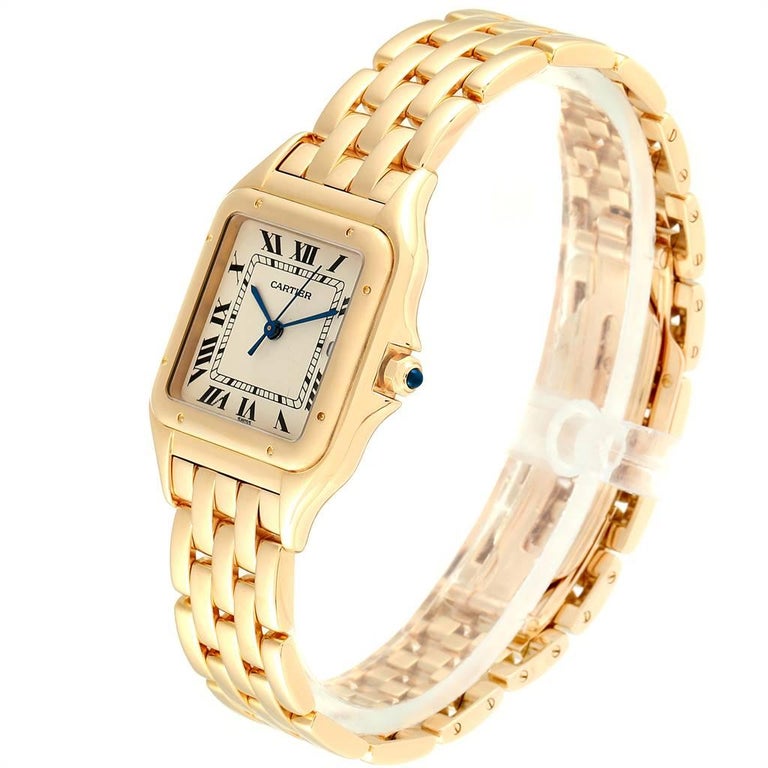 Cartier Panthere Xl Blue Sapphire Yellow Gold Unisex Watch W25014b9 For Sale At 1stdibs