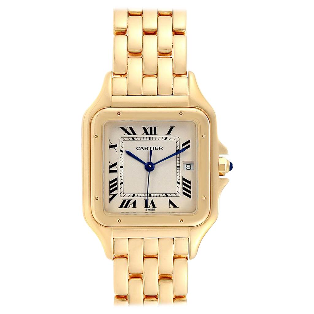 Cartier Panthere XL Blue Sapphire Yellow Gold Unisex Watch W25014B9 For Sale