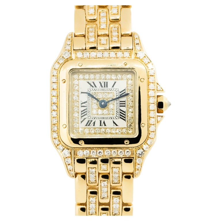 Cartier Panthère Montre Femme Or Jaune Lunette Diamant 18 Carats en ...