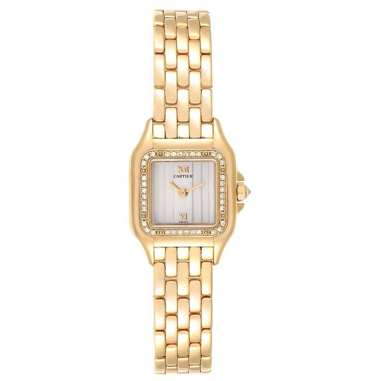 Cartier Panthere Yellow Gold Diamond Ladies Watch Wf3070b9 For Sale At 1stdibs