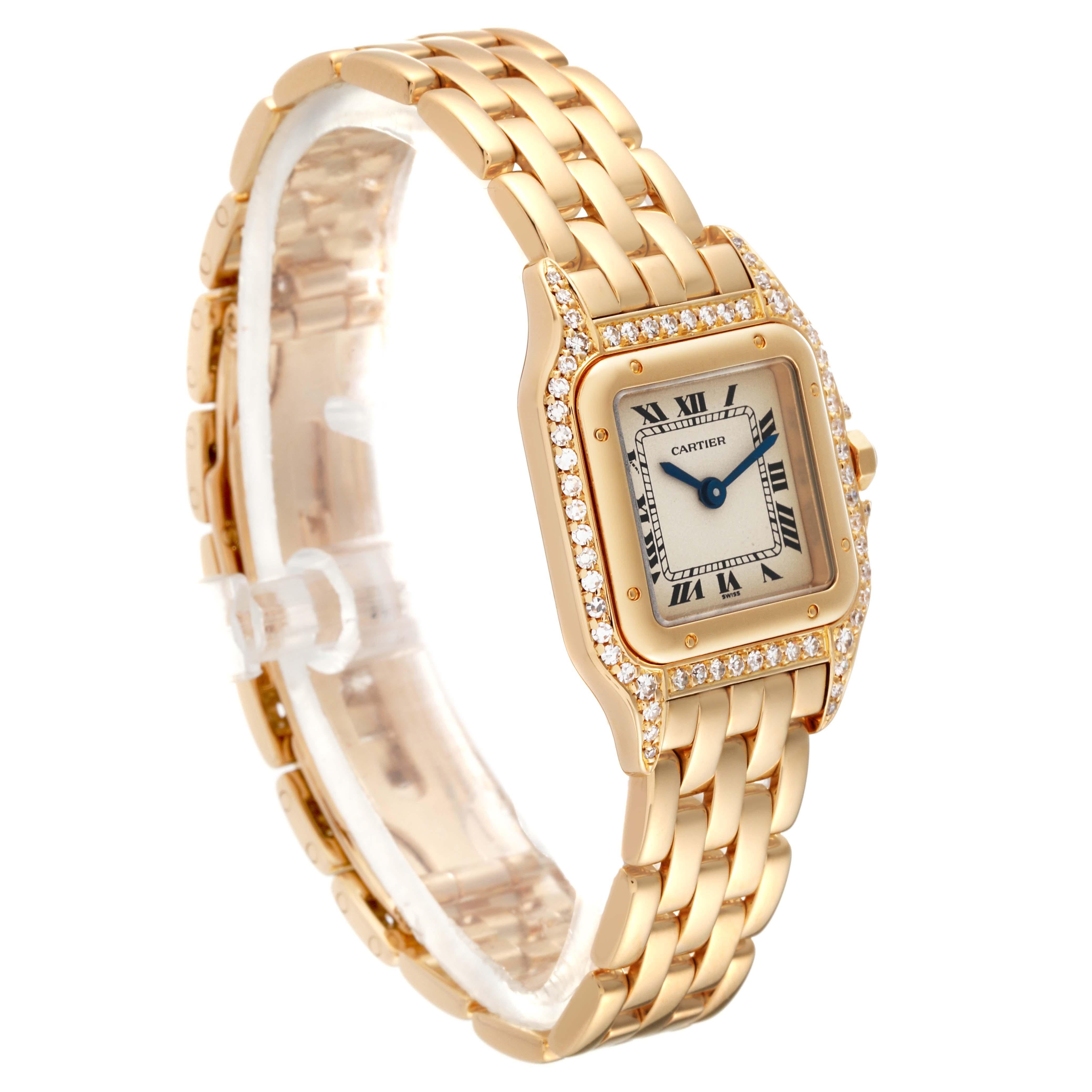 Cartier Panthere Yellow Gold Diamond Ladies Watch WF3071B9 In Good Condition In Atlanta, GA