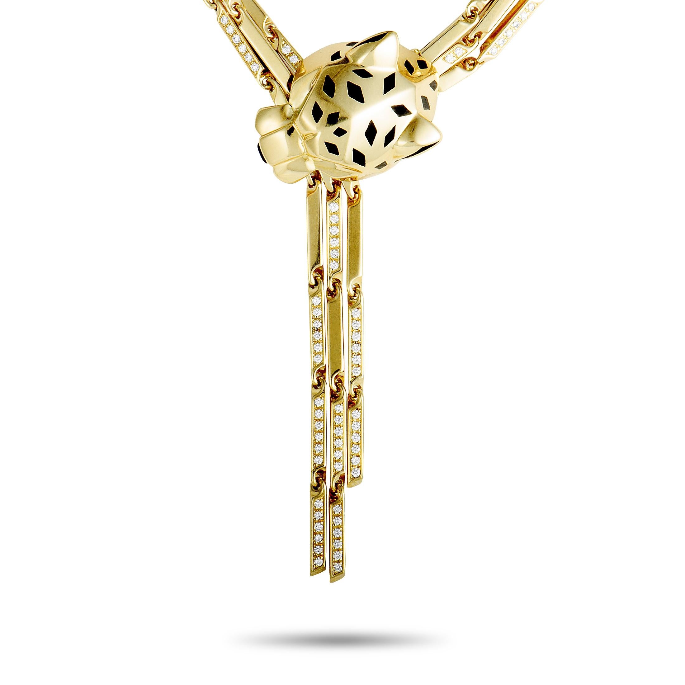 Women's Cartier Panthère Yellow Gold Diamond Panther Pendant Necklace