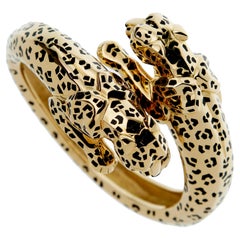 Cartier Panthere Yellow Gold Enamel Bangle Bracelet