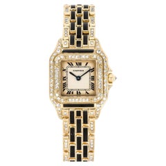 Cartier Panthere Yellow Gold Enamel & Diamond Set Watch