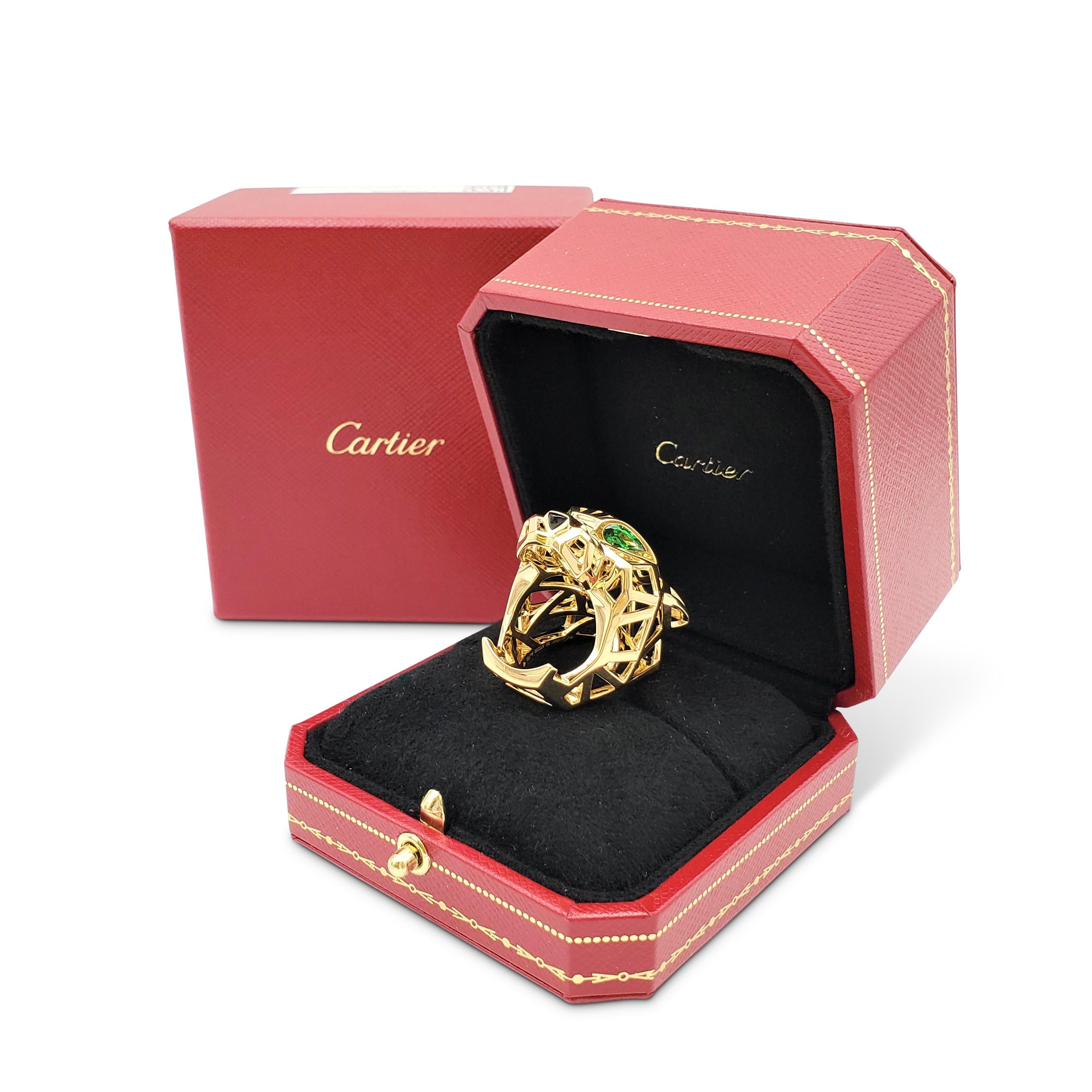 Cartier Panthère Yellow Gold Openwork Panther Head Ring 2