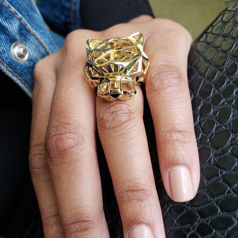 Cartier Panthère Yellow Gold Openwork Panther Head Ring at 1stDibs