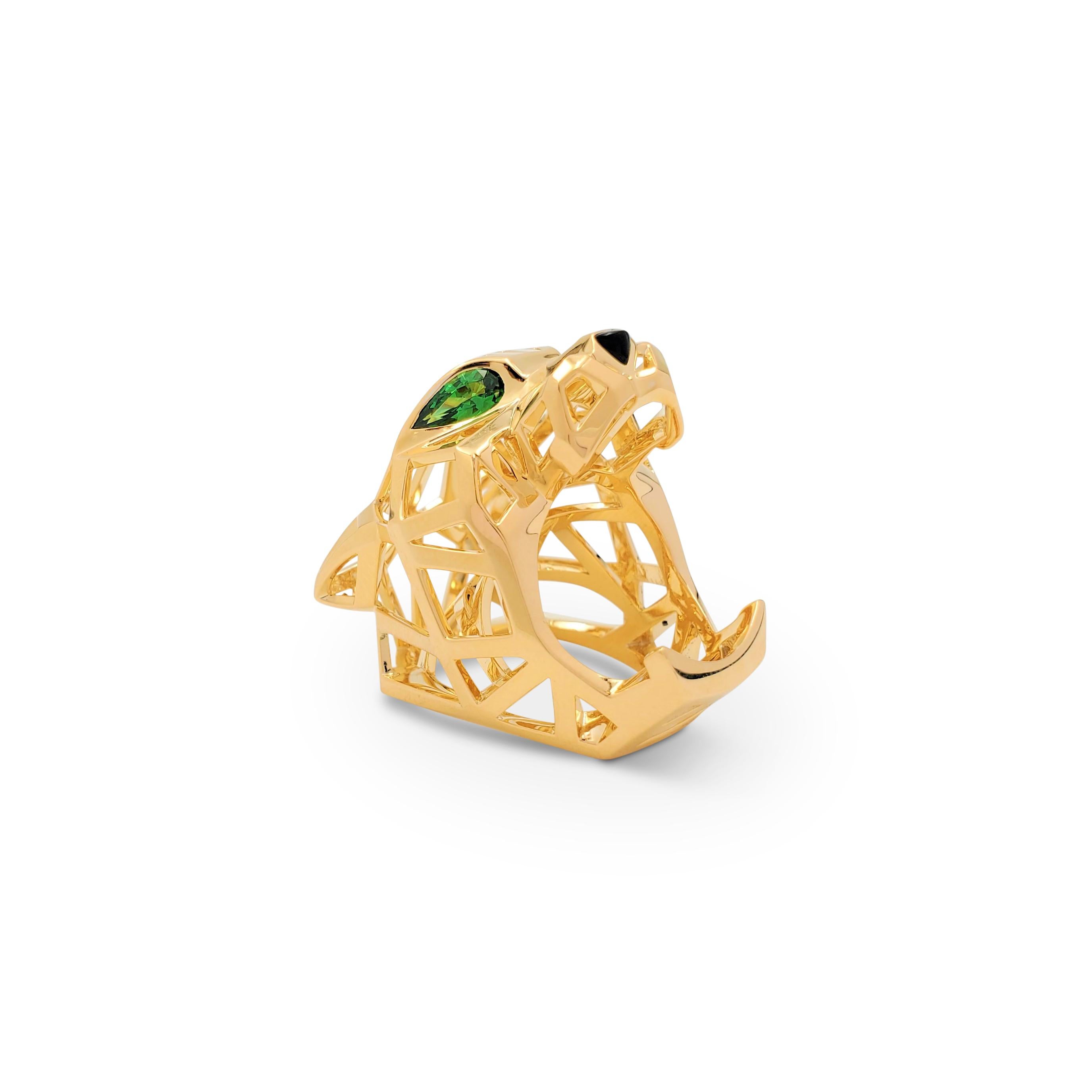Cabochon Cartier Panthère Yellow Gold Openwork Panther Head Ring