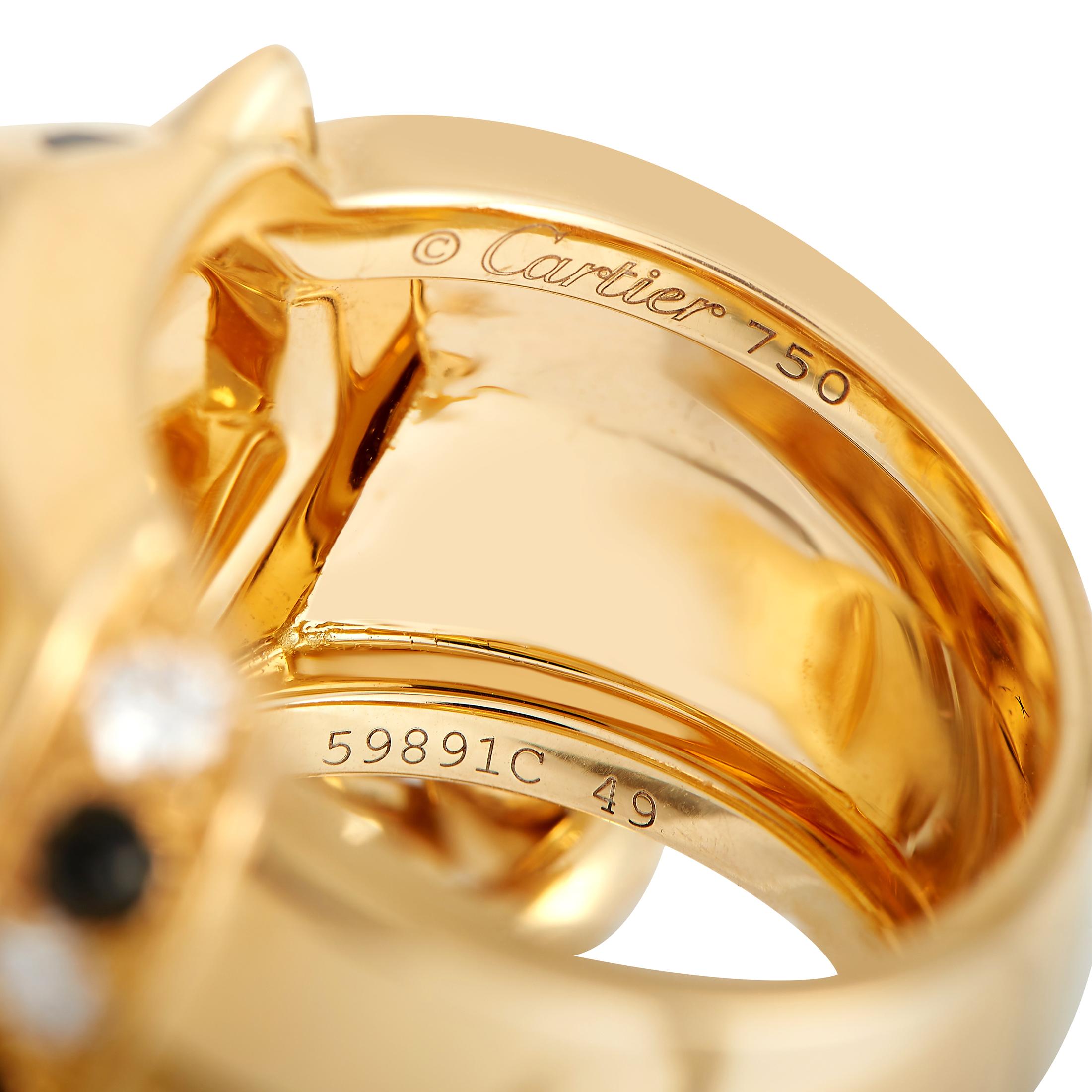Women's Cartier Panthre 18K Yellow Gold Diamond Chain Ring