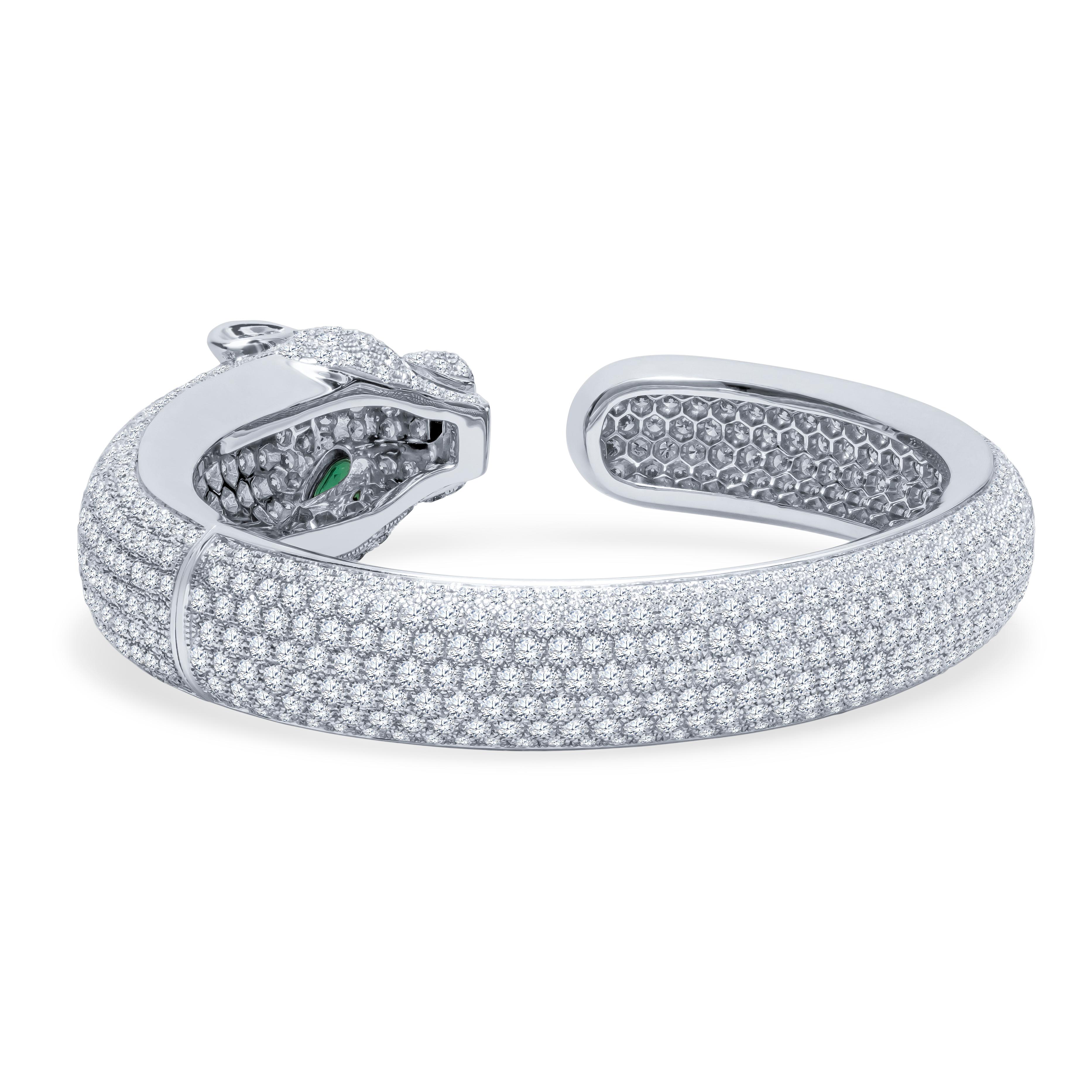 Cartier Panthre De Bracelet Pave Diamonds and Emeralds 4