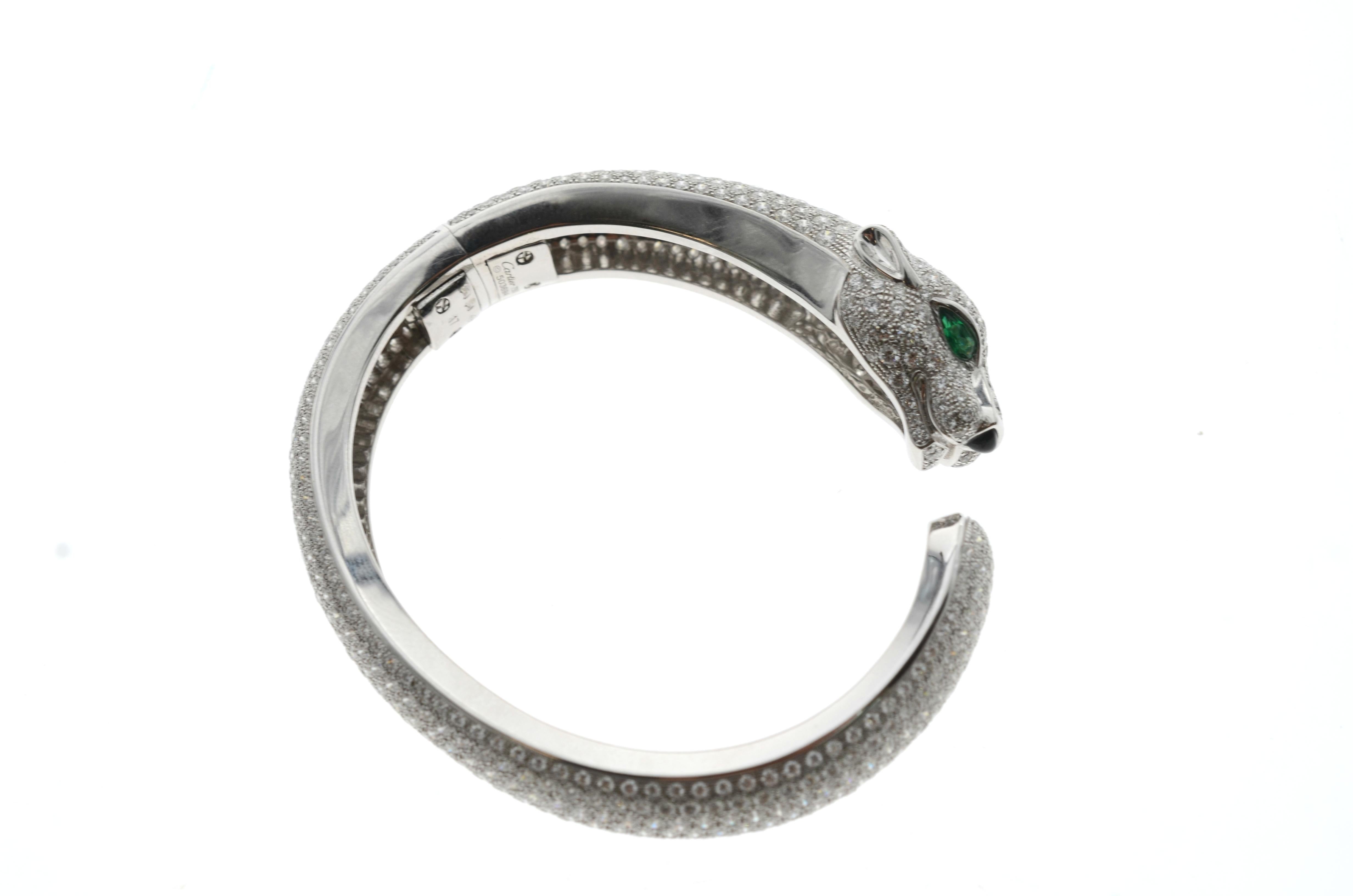 Cartier Panthre De Bracelet Pave Diamonds and Emeralds 1