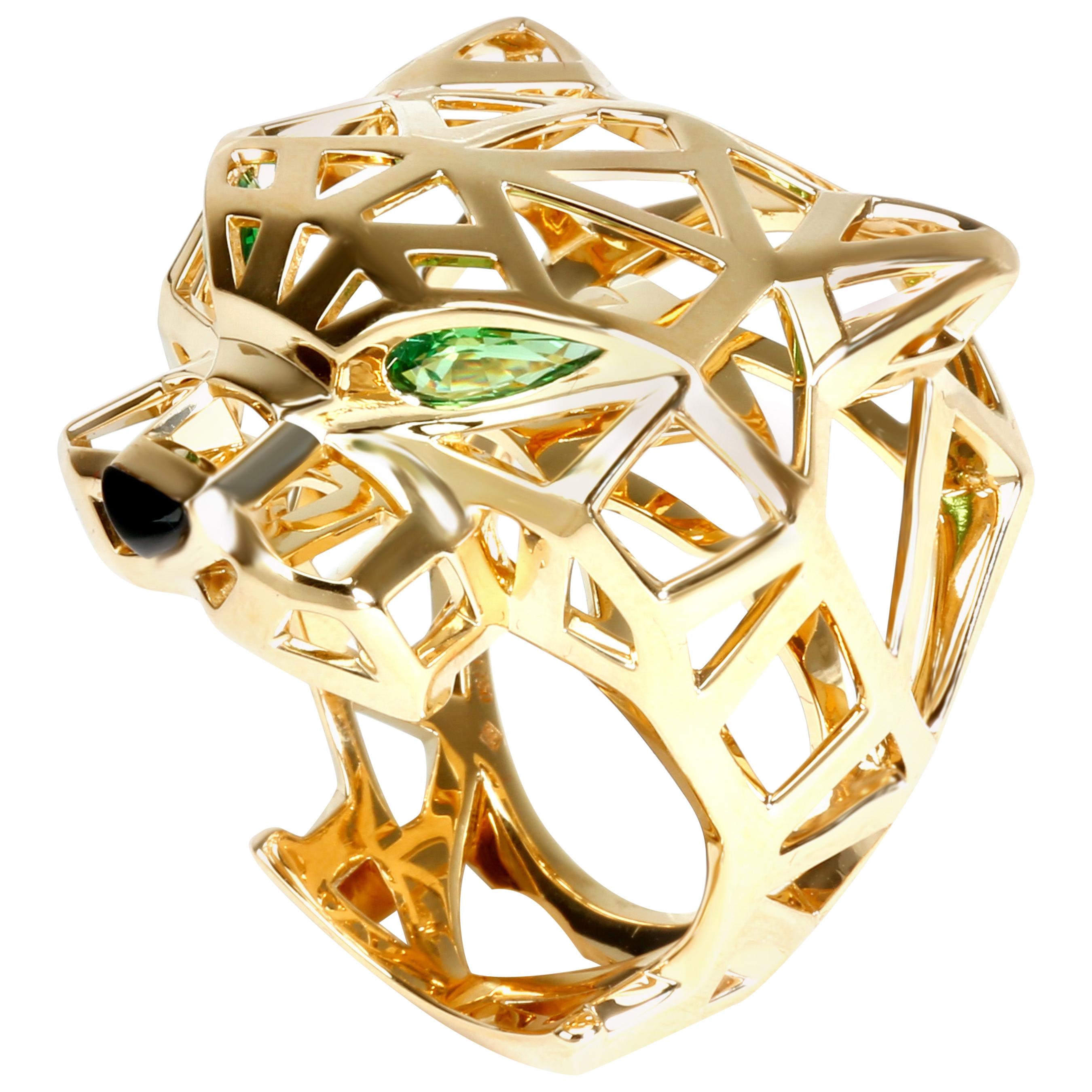 Cartier Panth̬re De Cartier Ring with Onyx and Tourmaline in 18 Karat Gold