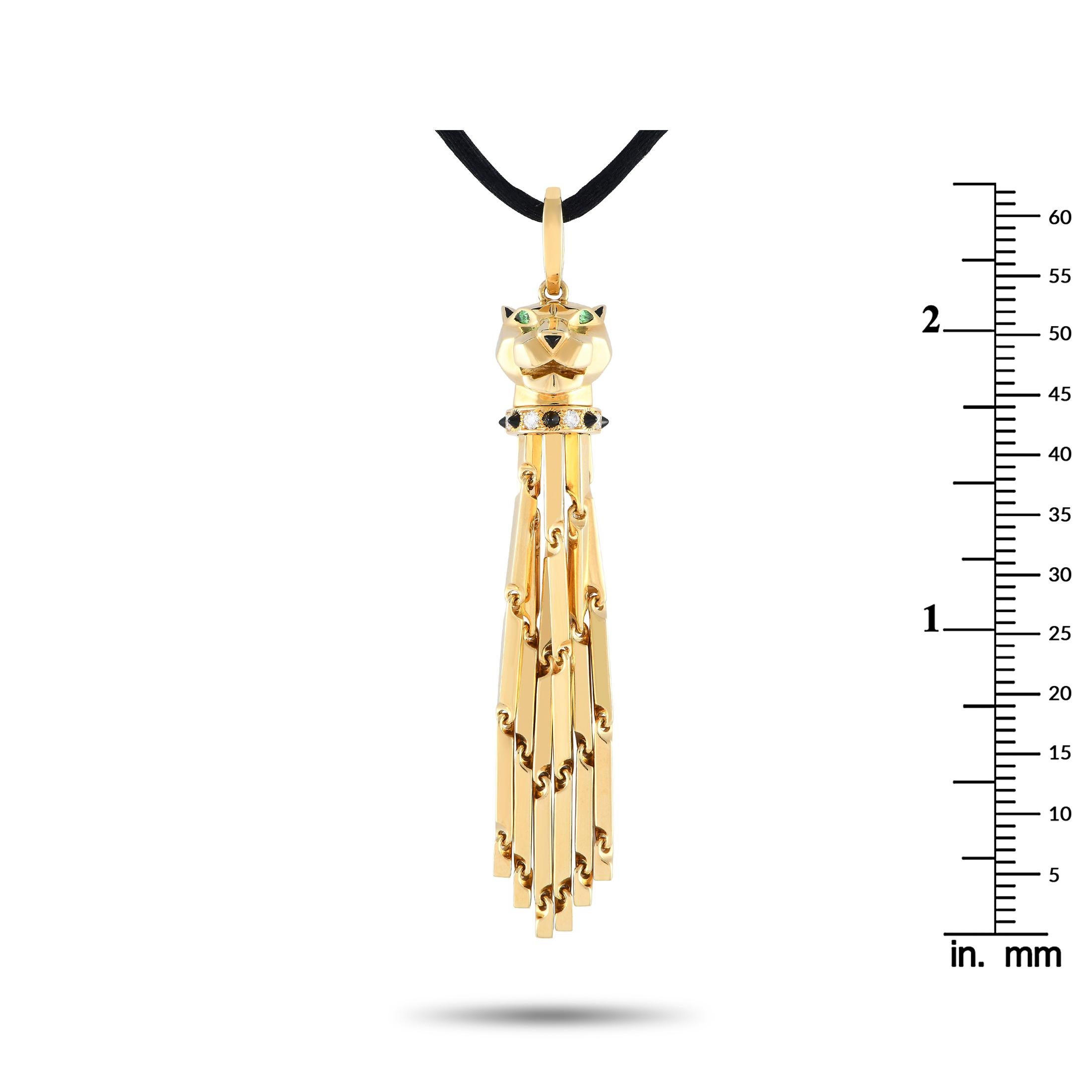 Cartier Panthre-Halskette mit Quaste, Diamant, Onyx und Tsavorit CA19-112624 im Zustand „Hervorragend“ in Southampton, PA