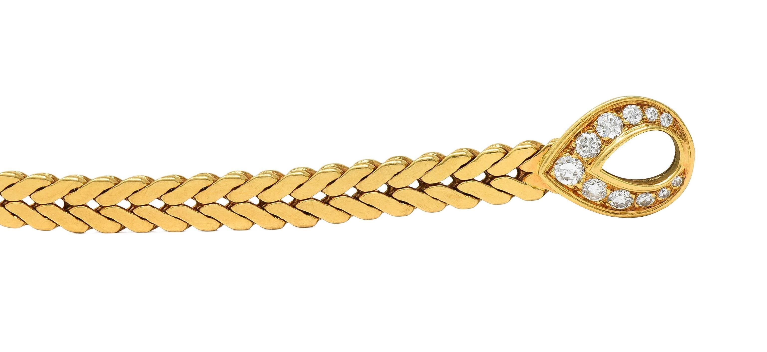 Cartier Paris 1.78 CTW Diamond 18 Karat Yellow Gold Vintage Agrafe Bracelet For Sale 1