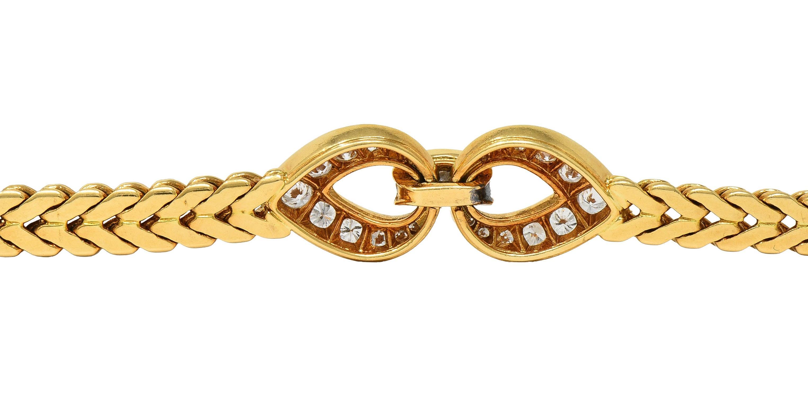 Cartier Paris 1.78 CTW Diamond 18 Karat Yellow Gold Vintage Agrafe Bracelet For Sale 4