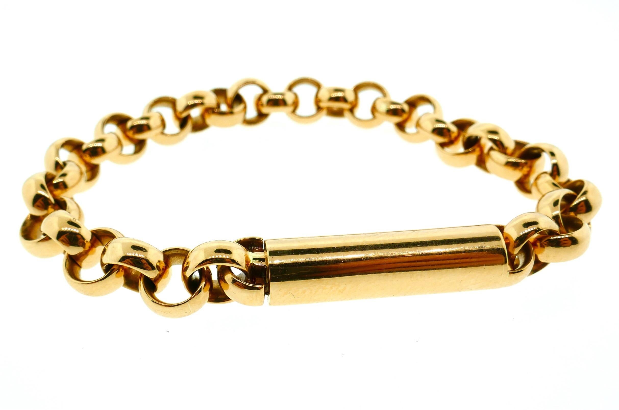 Cartier Paris 18 Karat Yellow Gold ID Bracelet

This is a beautiful 18 karat yellow gold vintage Cartier Paris ID bracelet.

Weight: 47.6 Grams

Dimensions: 7.88