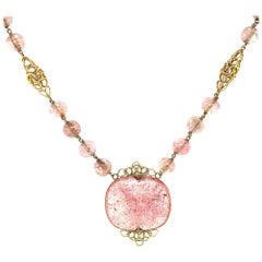 Cartier Paris 18 Karat Yellow Gold Pink Tourmaline Necklace