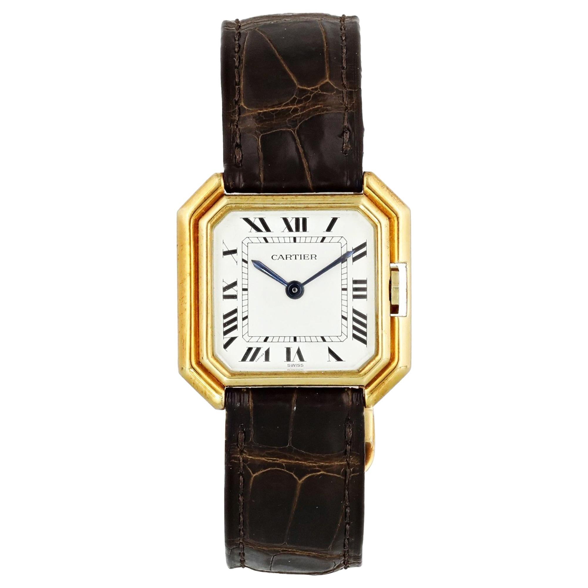 Cartier Paris 18 Karat Yellow Gold Vintage Ladies Watch For Sale