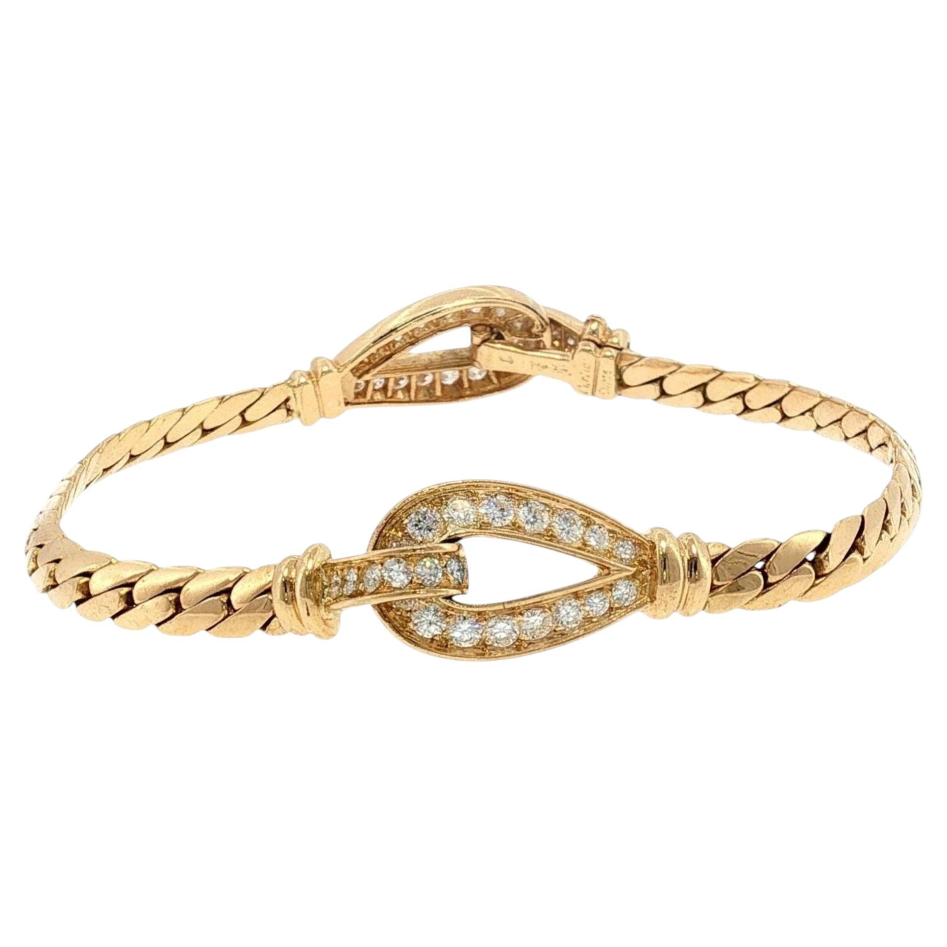 Cartier París 18K Pulsera Diamantes Vintage Oro Amarillo en venta