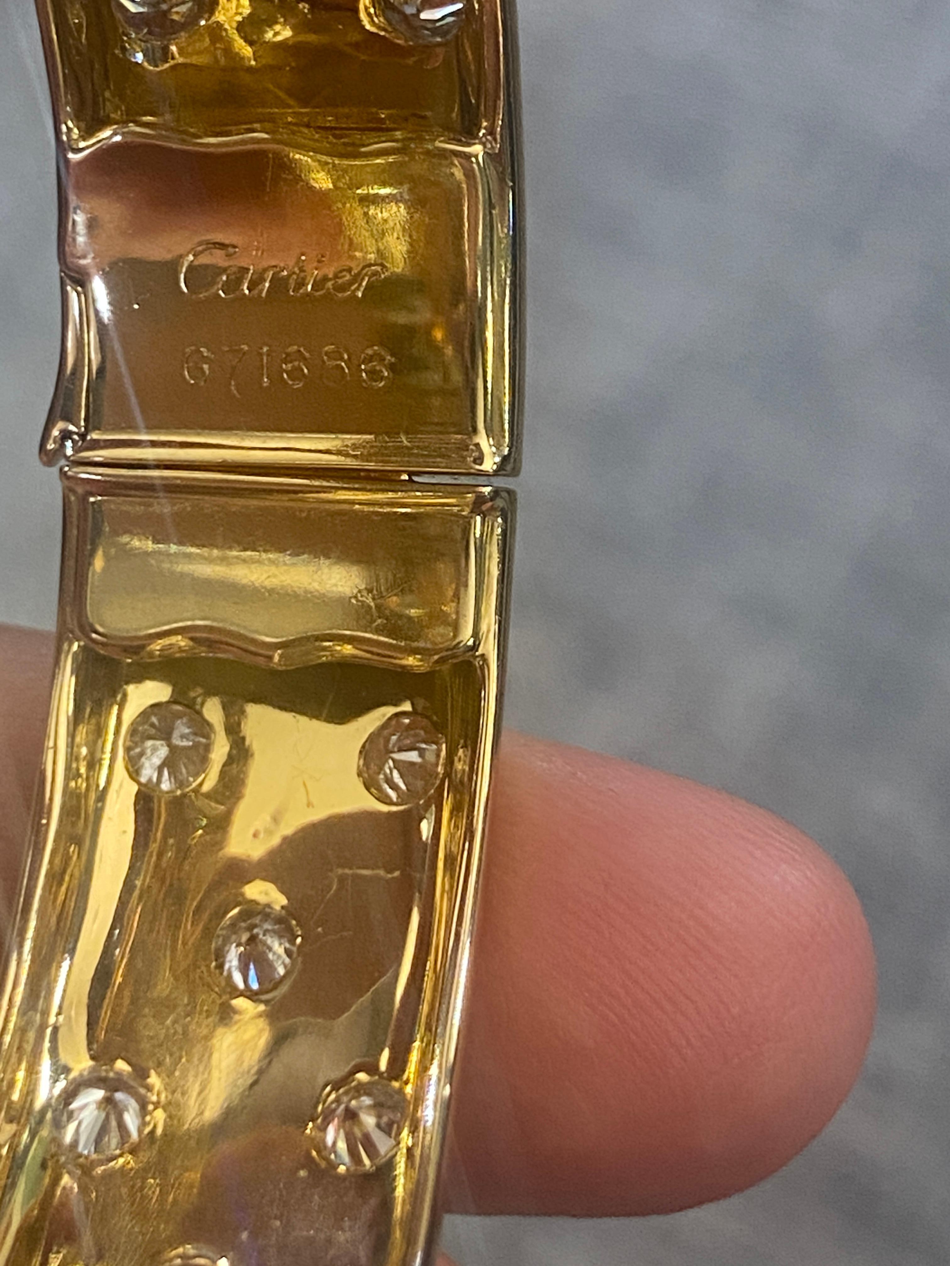 Round Cut Cartier Paris 18k gold and diamond bangle For Sale