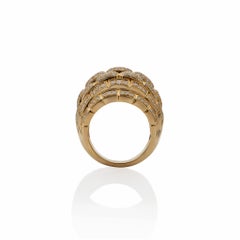 Cartier Paris 18K Gold and Diamond "Maillon Panthère" Bombé Ring