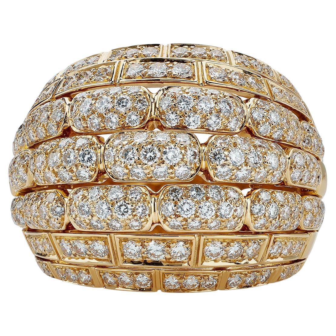 Cartier Paris 18K Gold and Diamond "Maillon Panthère" Bombé Ring