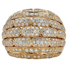 Cartier Paris 18K Gold and Diamond "Maillon Panthère" Bombé Ring