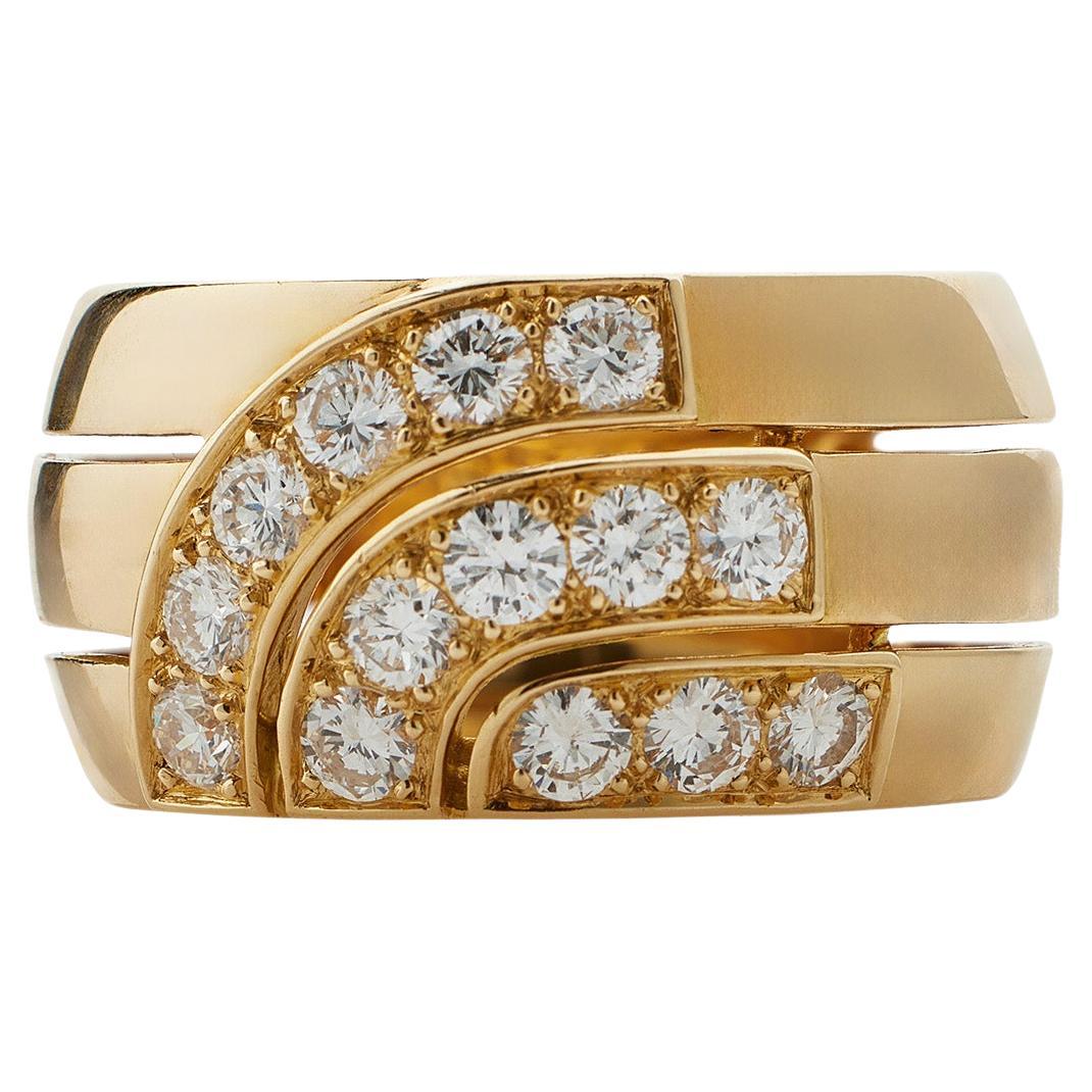 Cartier Paris 18K Gold and Diamond Ring For Sale