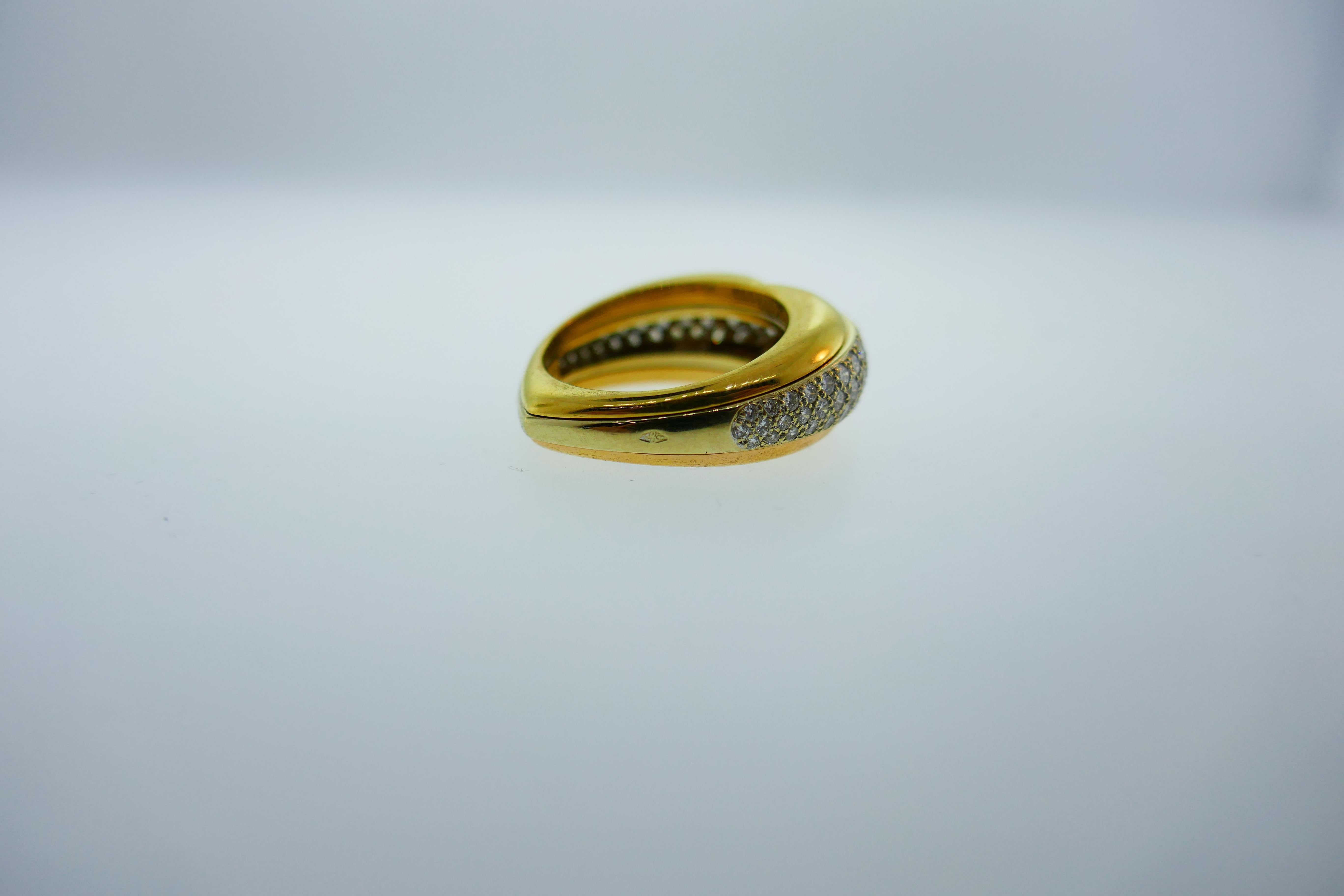 Cartier Paris 18k Gold and Diamond Heart Motif Ring circa 1997 w/Box 44/150 Made 1
