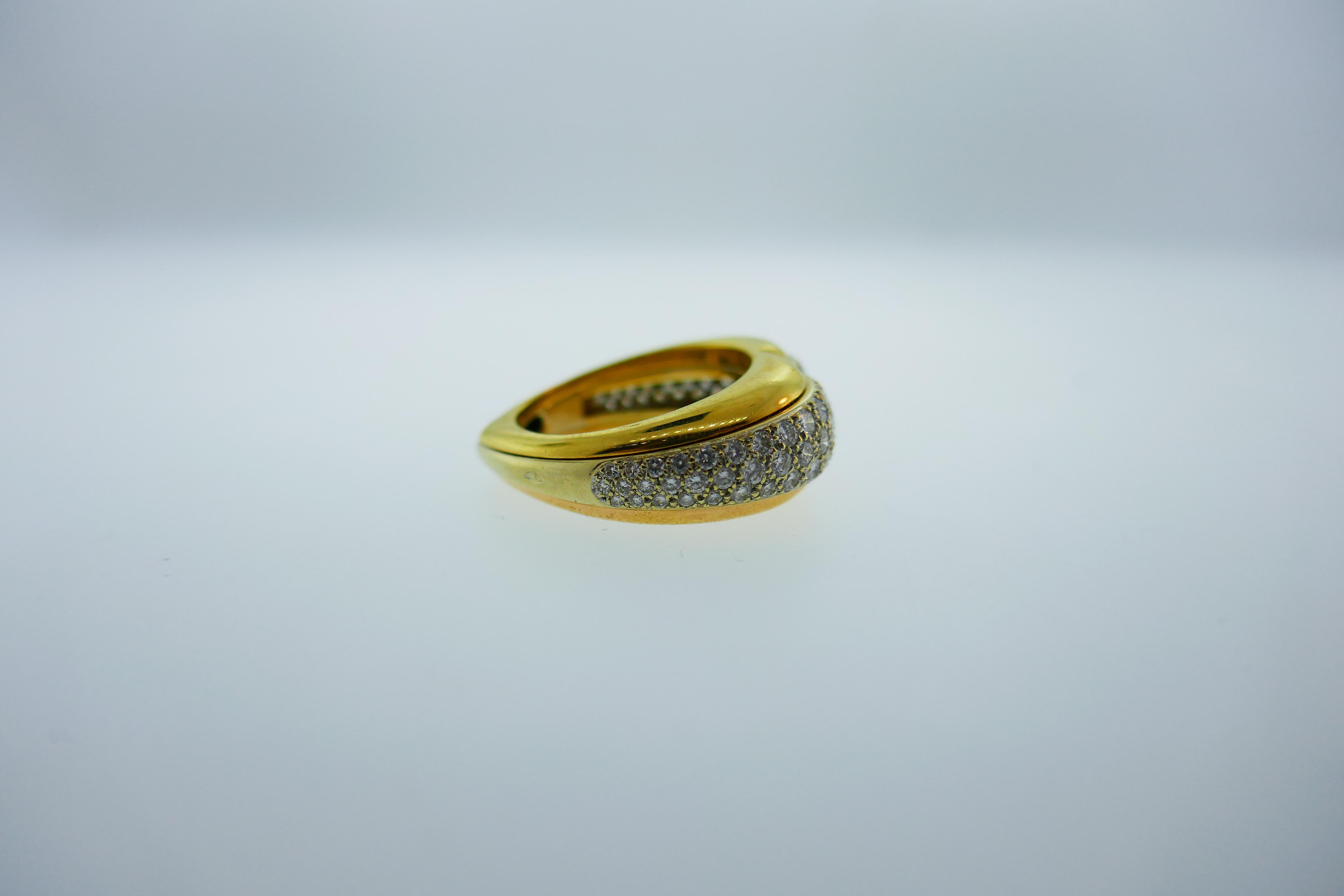 Cartier Paris 18k Gold and Diamond Heart Motif Ring circa 1997 w/Box 44/150 Made 2