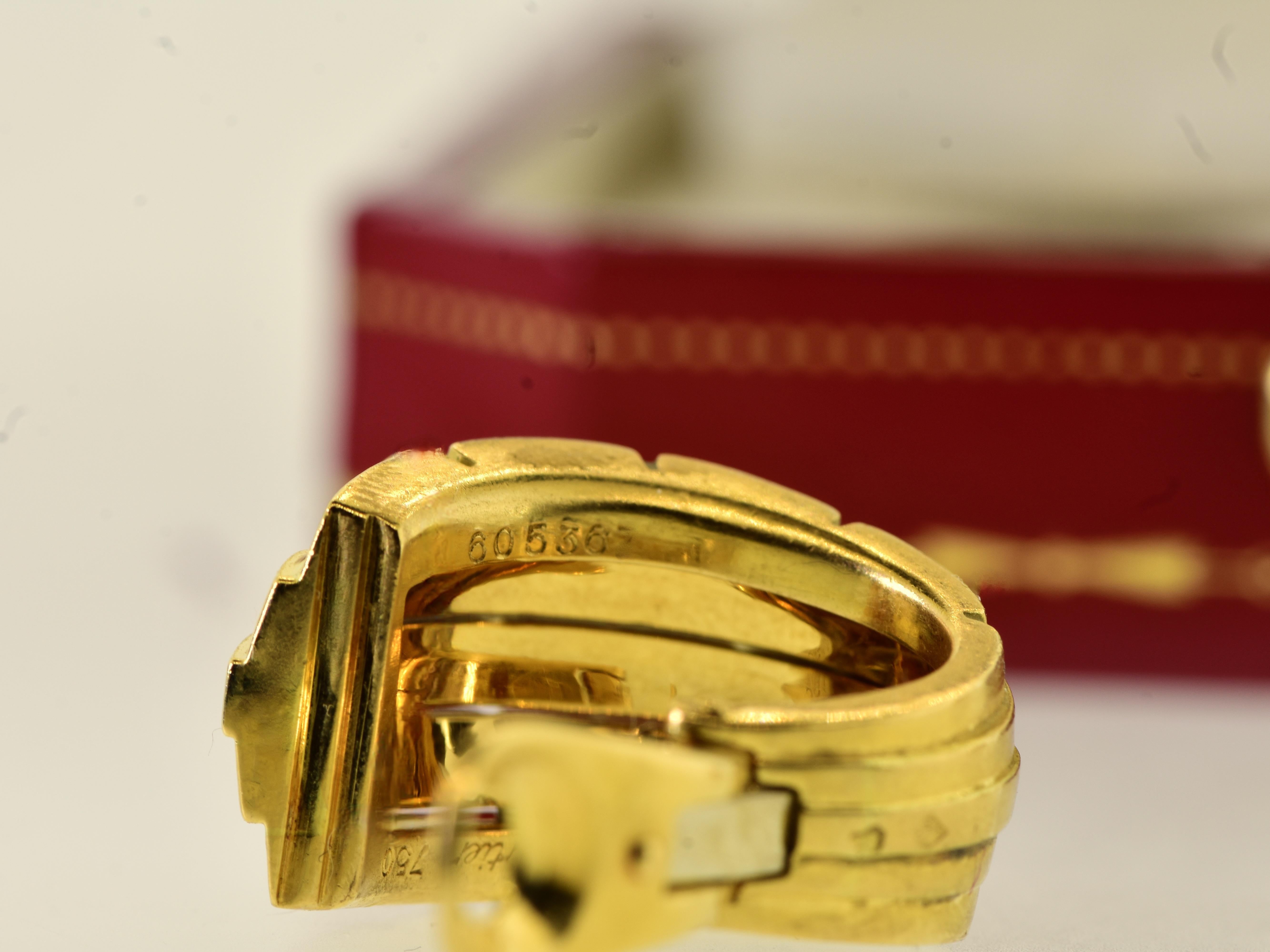 Cartier Paris 18K Gold Large Size Maillon Panthere Vintage Earrings For Sale 5