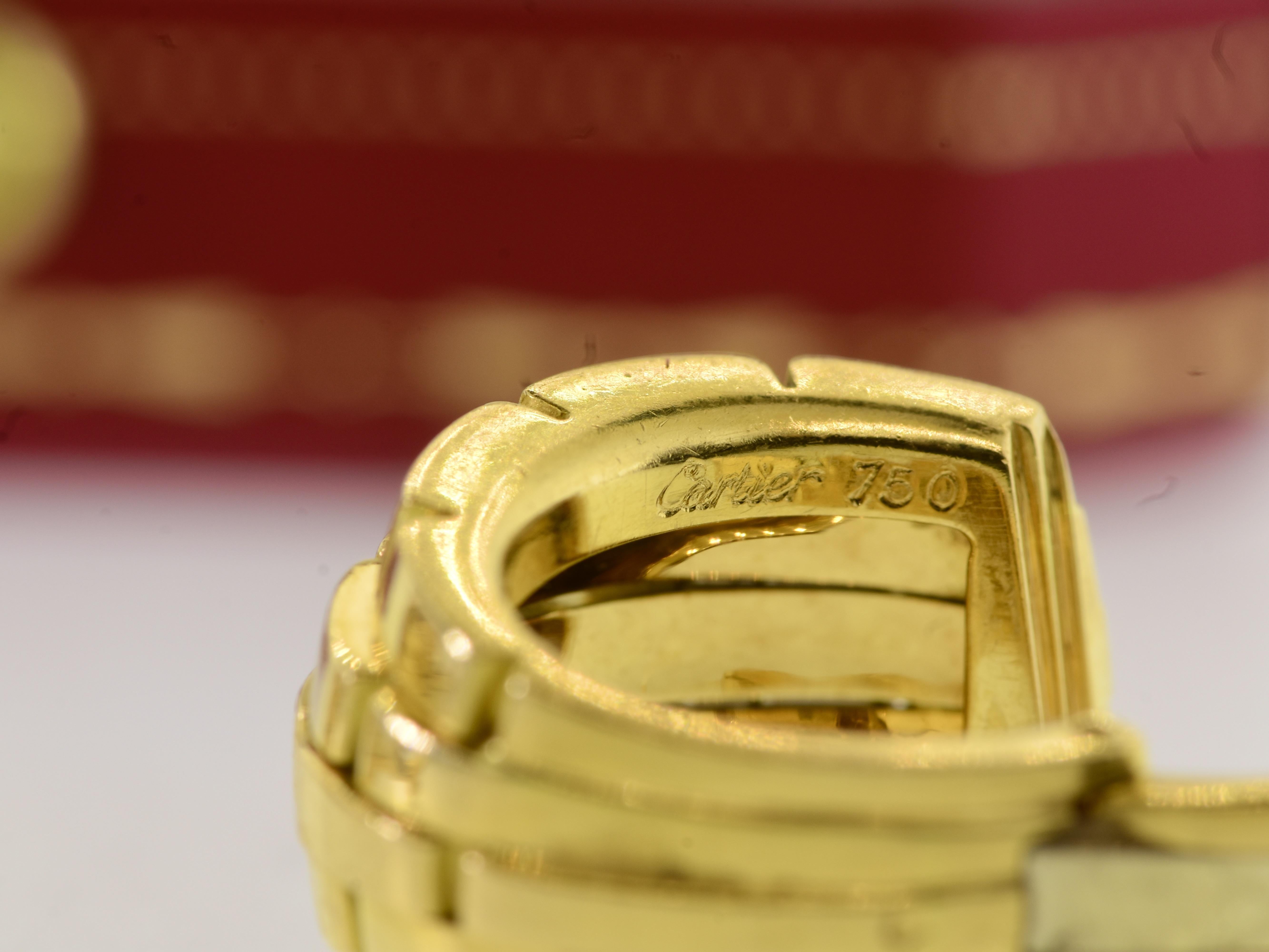 Cartier Paris 18K Gold Large Size Maillon Panthere Vintage Earrings For Sale 6