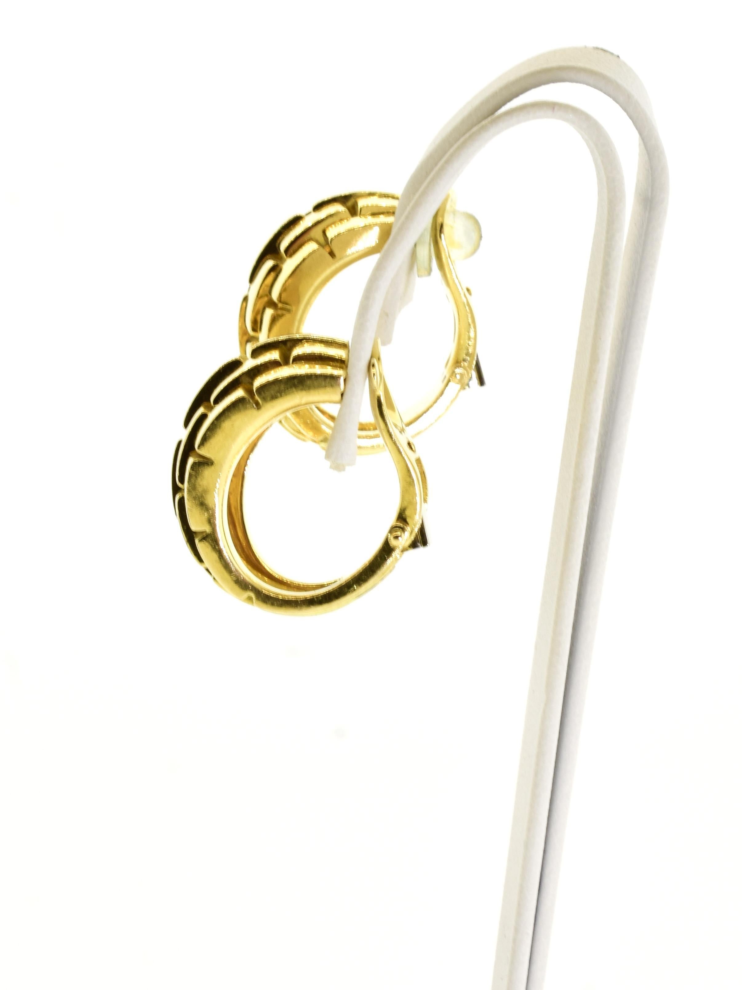 Cartier Paris 18K Gold Large Size Maillon Panthere Vintage Earrings For Sale 1